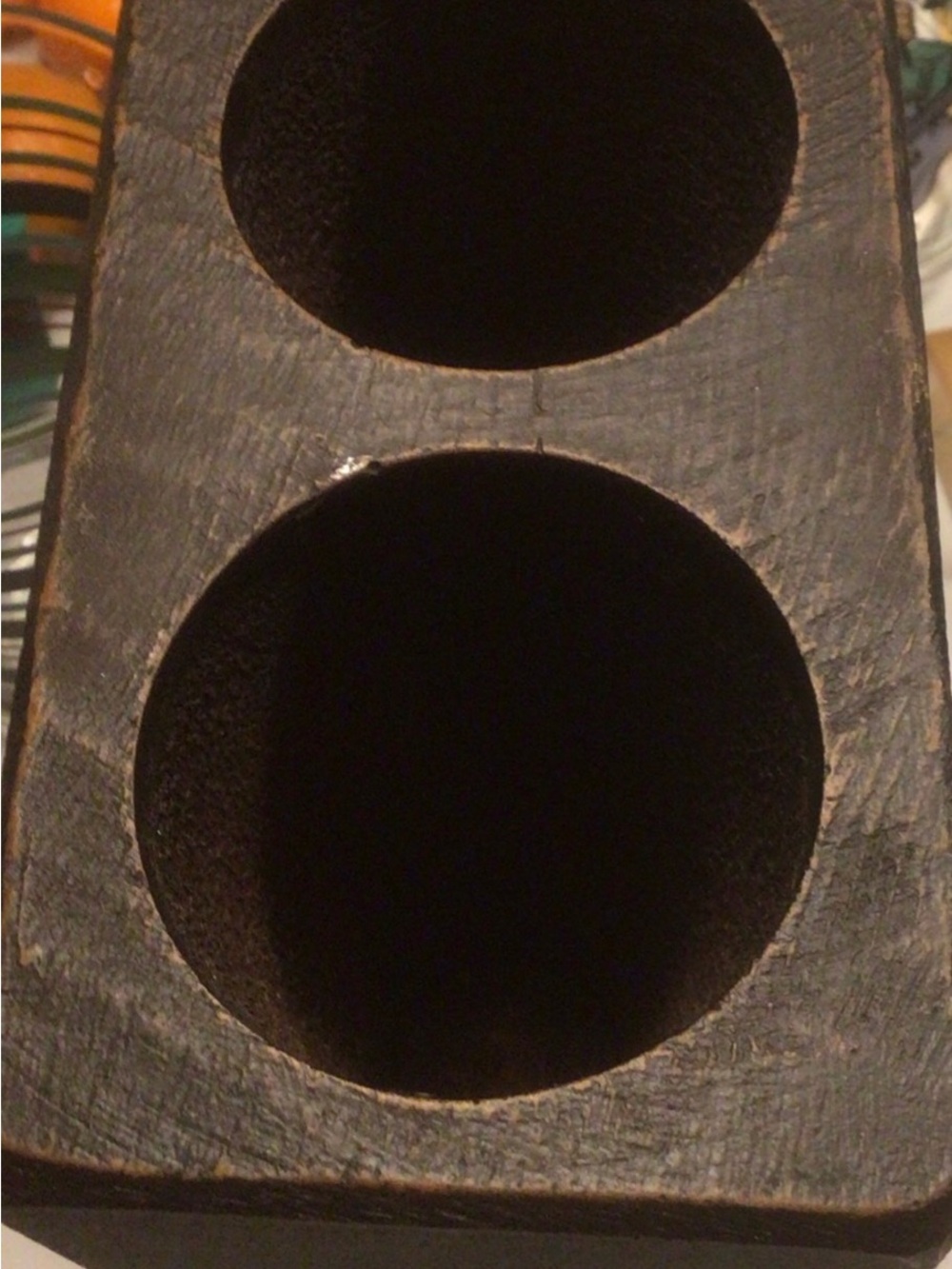 Double Opening Rustic Wood Vase Holder - Black